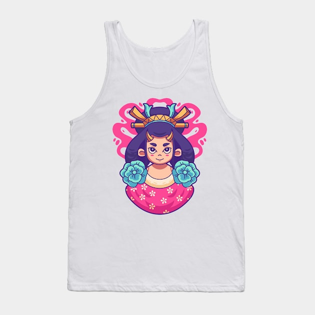 Cute Geisha Tank Top by yellowline